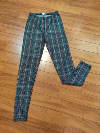 Legging femme gris à carreaux élastique M 38 Neuf