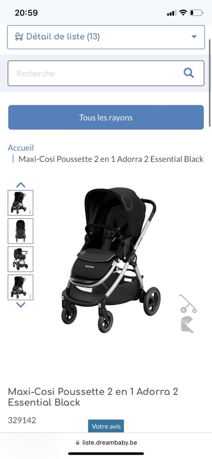 Poussette maxi cosy + maxi cosy