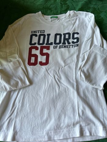 T-shirt blanc manches longues 8 ans Benetton