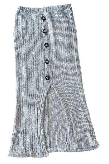 Jupe stretch grise côtelée – Taille unique