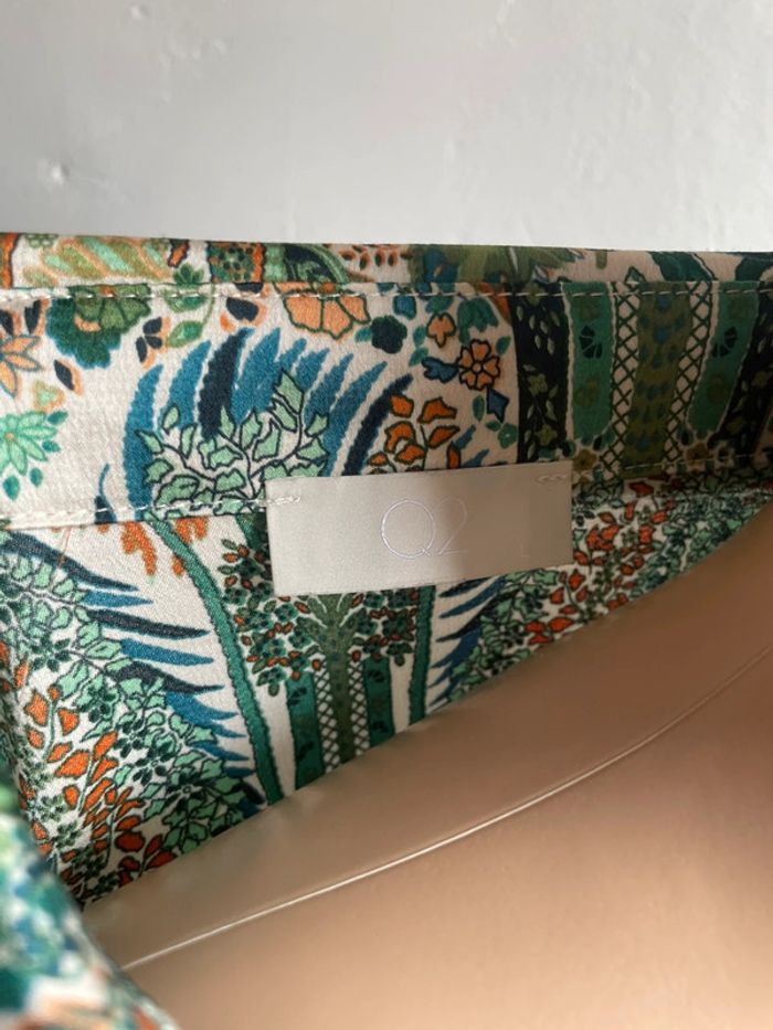 💚 Robe Chemise Longue Imprimé Paisley Vert & Blanc - Taille Unique, Excellent État 💚 - photo numéro 8