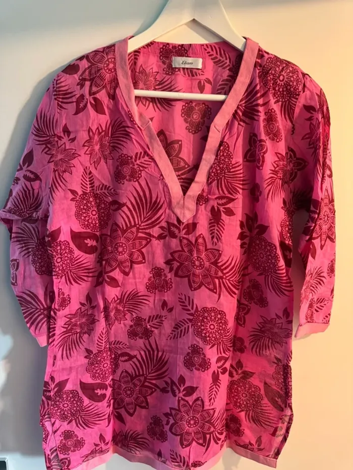 Robe de plage/ tunique Étam rose à motifs - photo numéro 2