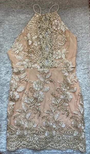 Robe beige fleuri taille S - 36