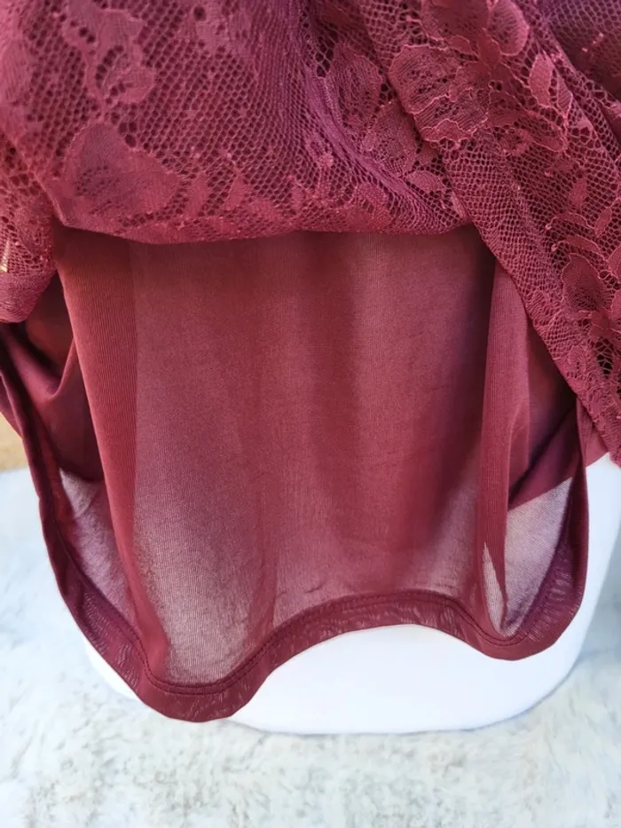 Blouse dentelle broderie fleuri violine new look taille 46 - photo numéro 6