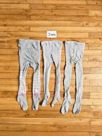 Lot de 3 paires de collants gris clair Hello kitty bébé fille 3 ans 36 mois