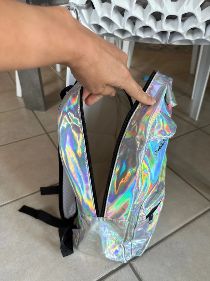 Sac à dos métallique à imprimé pattes multicolores - photo numéro 2
