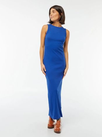 Robe longue côtelet sans manche