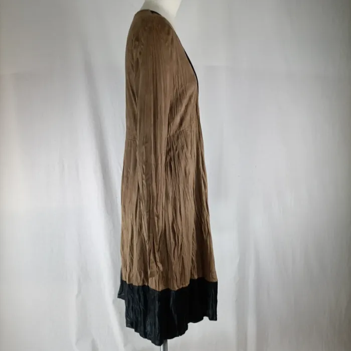 Robe fluide bicolore Lauren Vidal, col V cuir vegan, taille S, manches longues A1326 - photo numéro 4