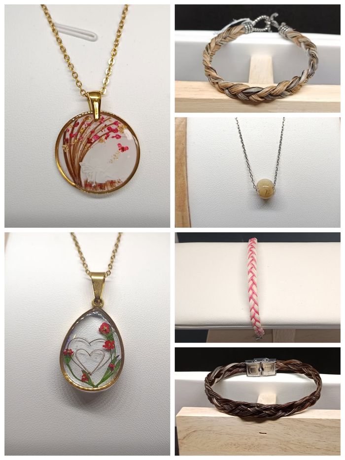 Bijoux en crin de cheval corne de sabot poils chien Chat cochon d'inde lapin acier inoxydable