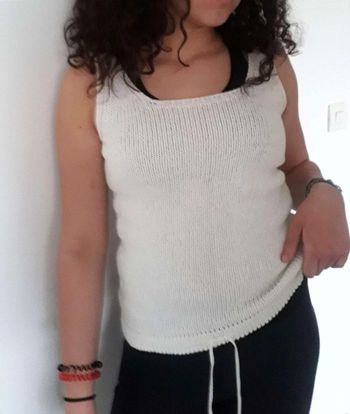 débardeur  Camaieu blanc  coton t36/38  avec  lien taille