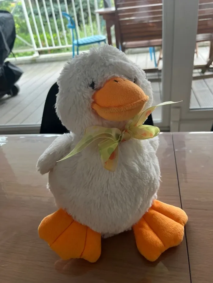 Peluche poule Best made toys blanc orange noeud - photo numéro 3