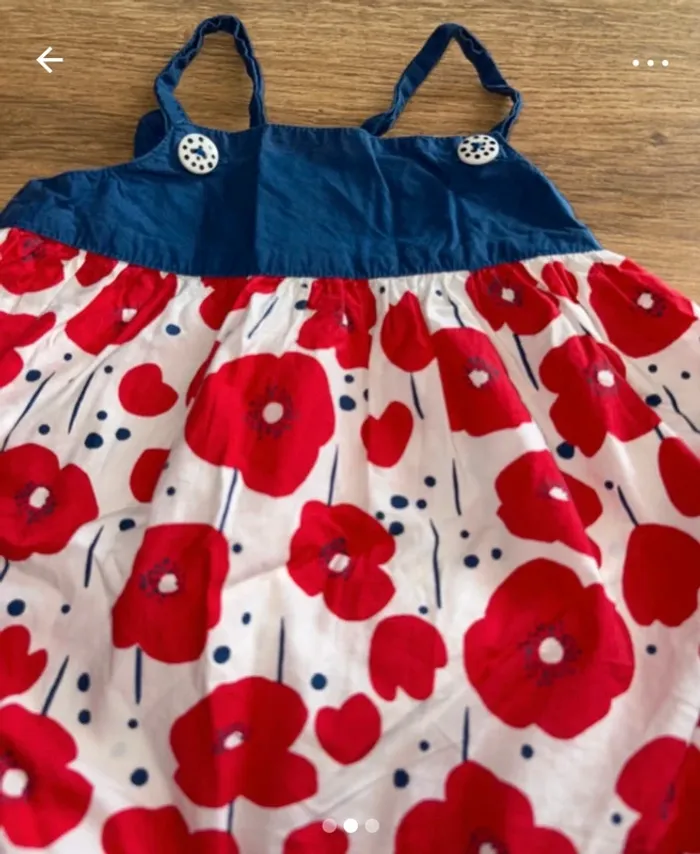 Robe bébé fille DPAM - 6/9 mois - Fleurs rouges - photo numéro 3