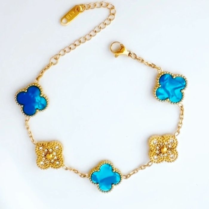 Promo Bracelet En Acier neuf 18k trèfle 1,2 cm de long porte-bonheur résistant à l'eau 💦