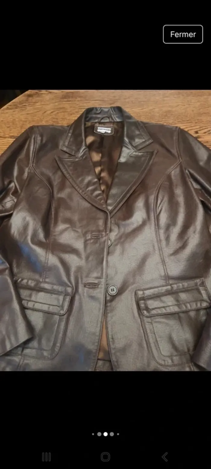 Veste Blazer en cuir Marron Etam fr 44 be 42 - photo numéro 6