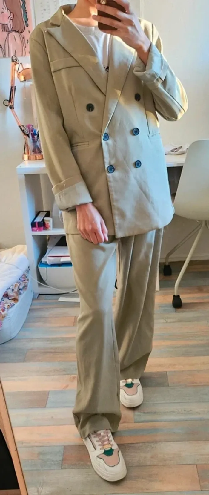 Pantalon ensemble tailleur oversize femme kaki taille M Neuf - photo numéro 2