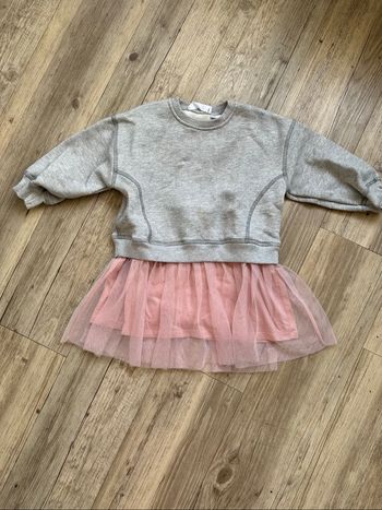 Robe pull tulle gris rose Zara 3/4 ans fille