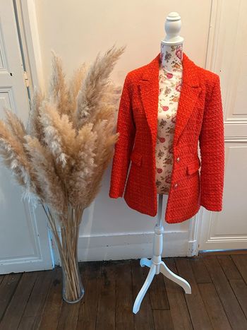 Blazer tweed rouge/orangé