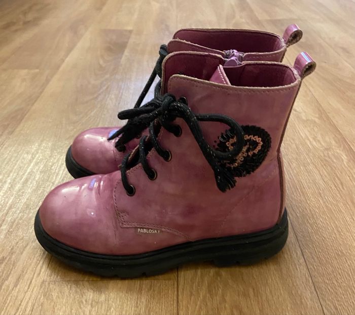 Bottines à lacets roses T.29 - photo numéro 2