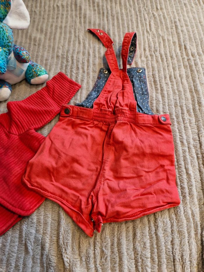 Ensemble gilet et salopette Obaïbi 6 mois rouge - photo numéro 7