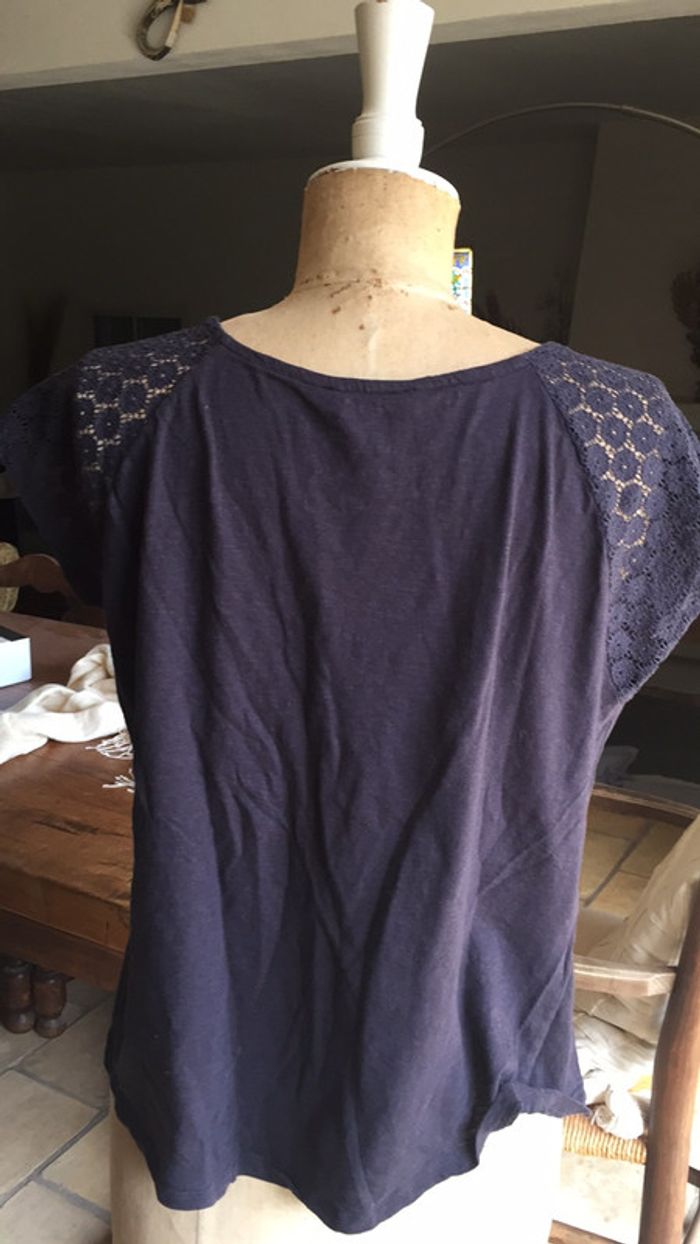 T-shirt bleu marine dentelle 42 - photo numéro 3