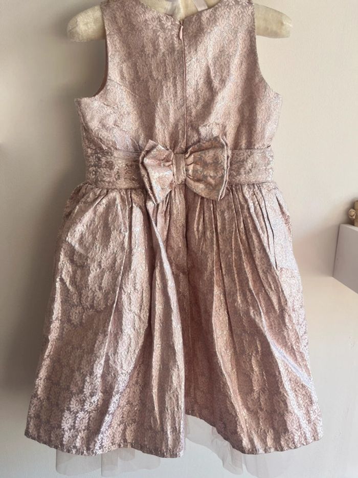 Robe de fête ou cérémonie rose avec noeud fille - photo numéro 2