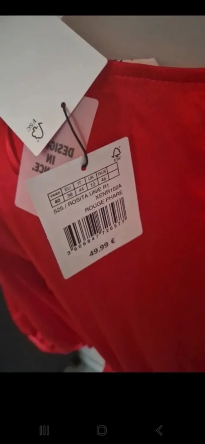 Robe été nafnaf rouge neuve avec étiquette taille 40 - photo numéro 8