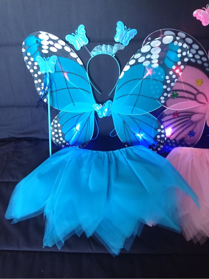 Lot déguisement papillon rose et bleu à LED - photo numéro 4