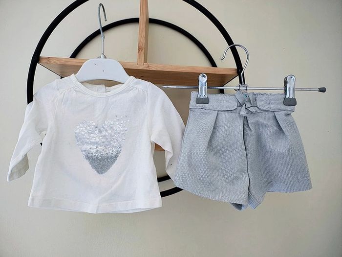 3 mois ensemble Teeshirt tape a l'oeil et short obaibi Okaïdi