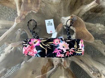 Haut de maillot de bain Billabong réversible rayures noir blanc fleurs XS