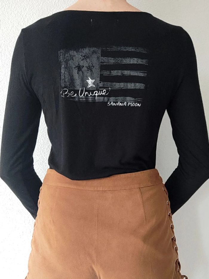 Tee-shirt Noir drapeau gris y2k / Banana Moon - 36/S à 38/M - photo numéro 7