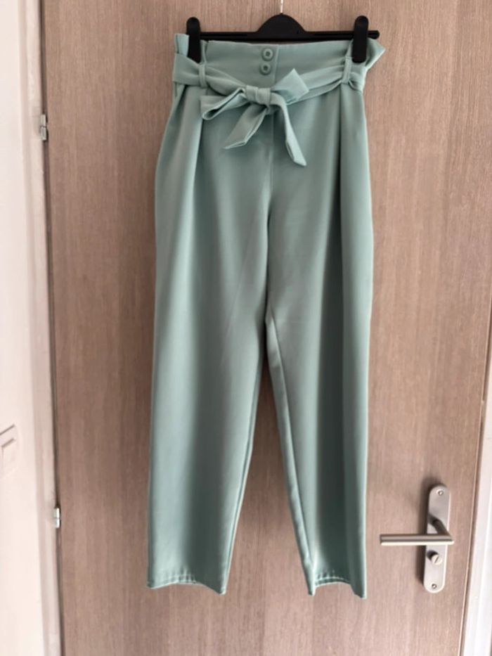 Pantalon 7/8 eme taille haute vert d’eau - Juste elles - T42