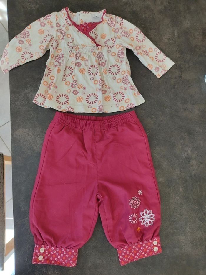 Ensemble bébé fille 6mois. T-shirt + pantalon - photo numéro 2
