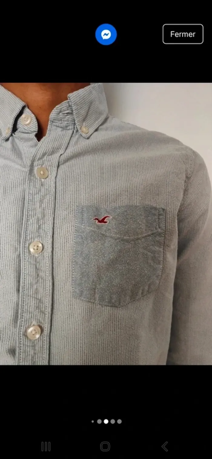 Chemise rayé Blanc et Bleu Hollister Homme – Élégante & Casual - photo numéro 5