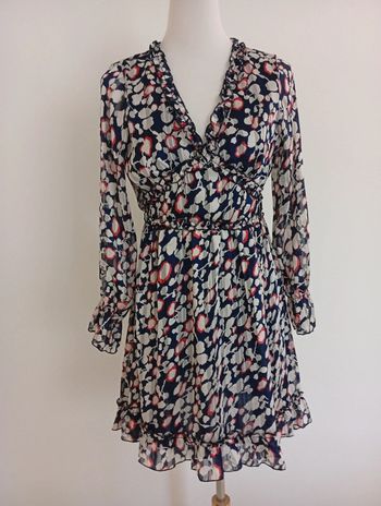 Lilie Rose - Robe fluide taille S | bleue manches transparentes - printemps été automne
