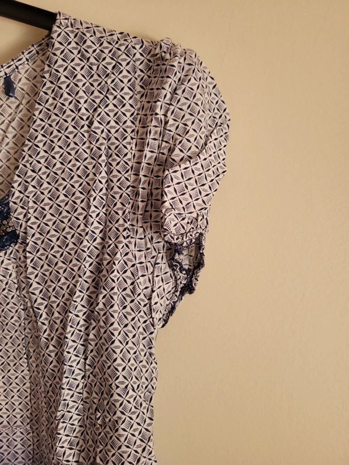 Blouse blanc bleu imprimee - photo numéro 4