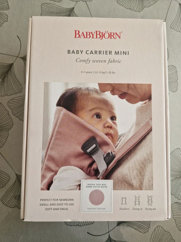 BabyBjörn Porte-bébé Mini Coton Rose poudré