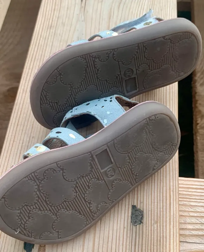 👡 Sandales bébé cuir – Vert d’eau tachetées - taille 20 - photo numéro 6