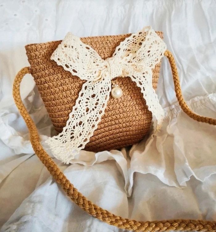 A5 petit sac à main paille bohème nature tendance