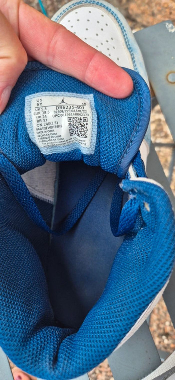 Sneakers montantes 1 Mid French Blue Fire Red Jordan - photo numéro 6