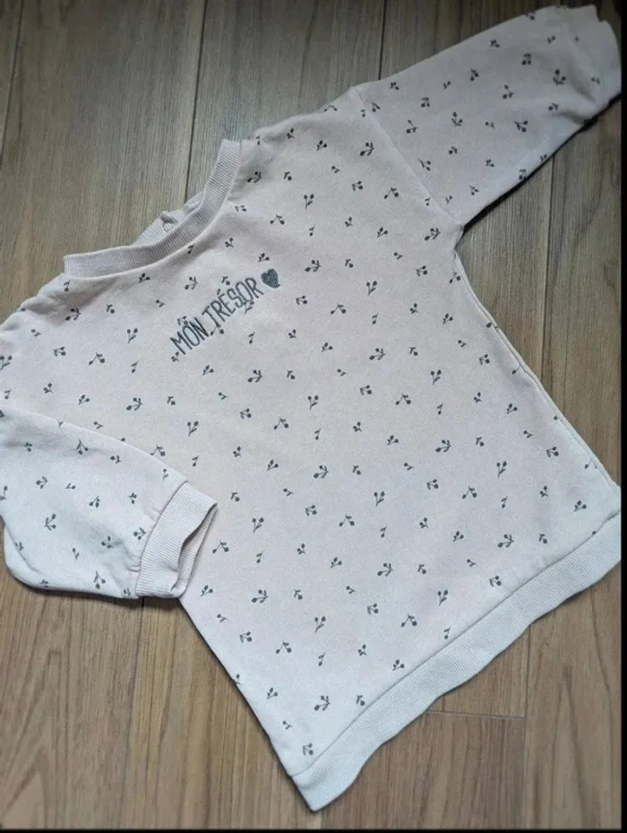 Robe pull sweat cerises mon trésor rose pâle