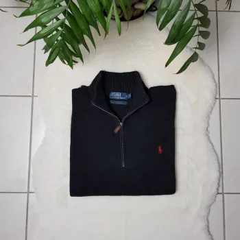 Pull Camionneur half demi zip Ralph Lauren XXL Noir