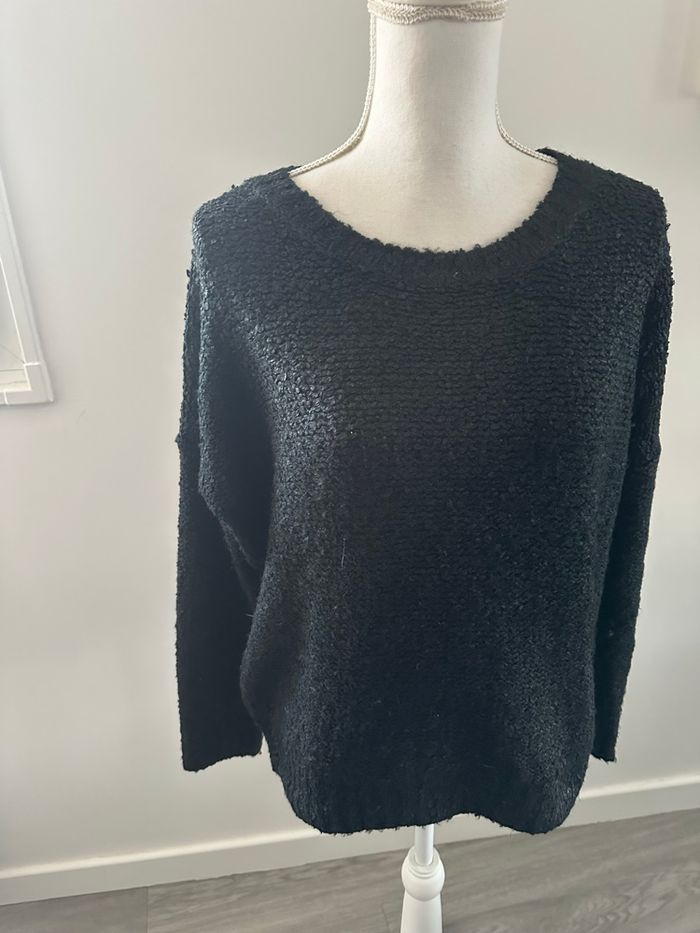 Pull oversize en maille huilée noire T38/40 M/L - photo numéro 2