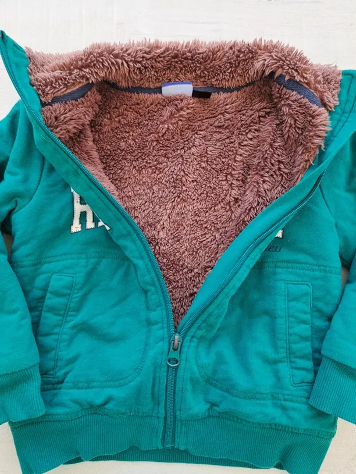Gilet sweat fourré - Lupilu - taille 98-104cm - vert - fausse fourrure - photo numéro 5