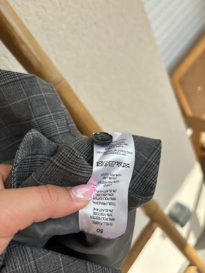 Gilet de costume gris foncé à carreaux taille 50/52 ODB - photo numéro 4