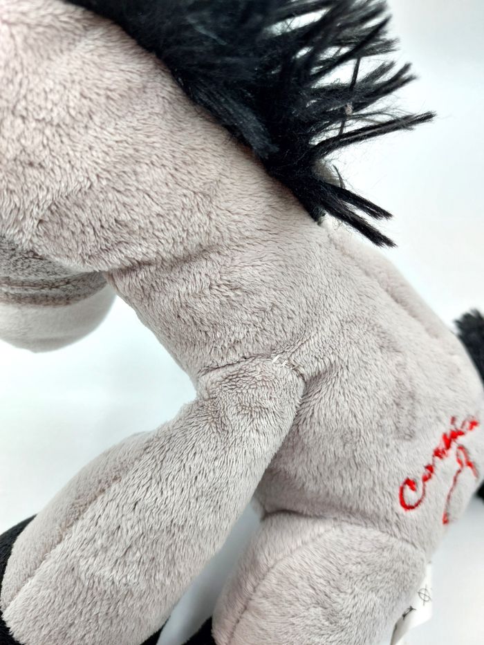 Peluche doudou âne gris Corse blanc noir TEXTISUN Corsica yeux bleux 25 cm assis - photo numéro 4