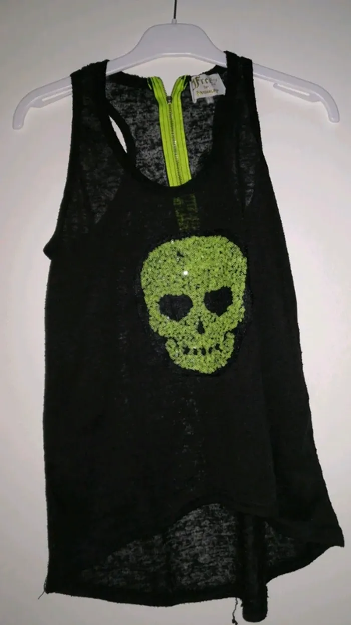 Débardeur femme noir et vert fluo - photo numéro 3