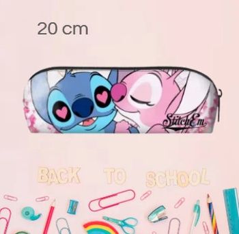 🌸Trousse scolaire Stitch Angel rose bllanc "Gros bisou"