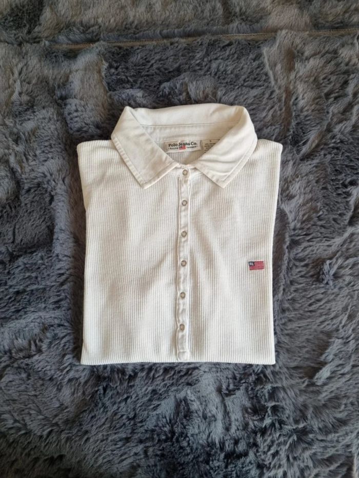 Polo manches longues Ralph Lauren crème/beige, S Femmes