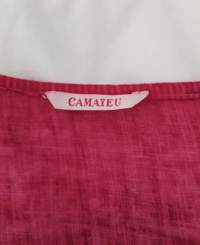 Robe d'été rouge en lin - Camaïeu - taille 42 - photo numéro 5