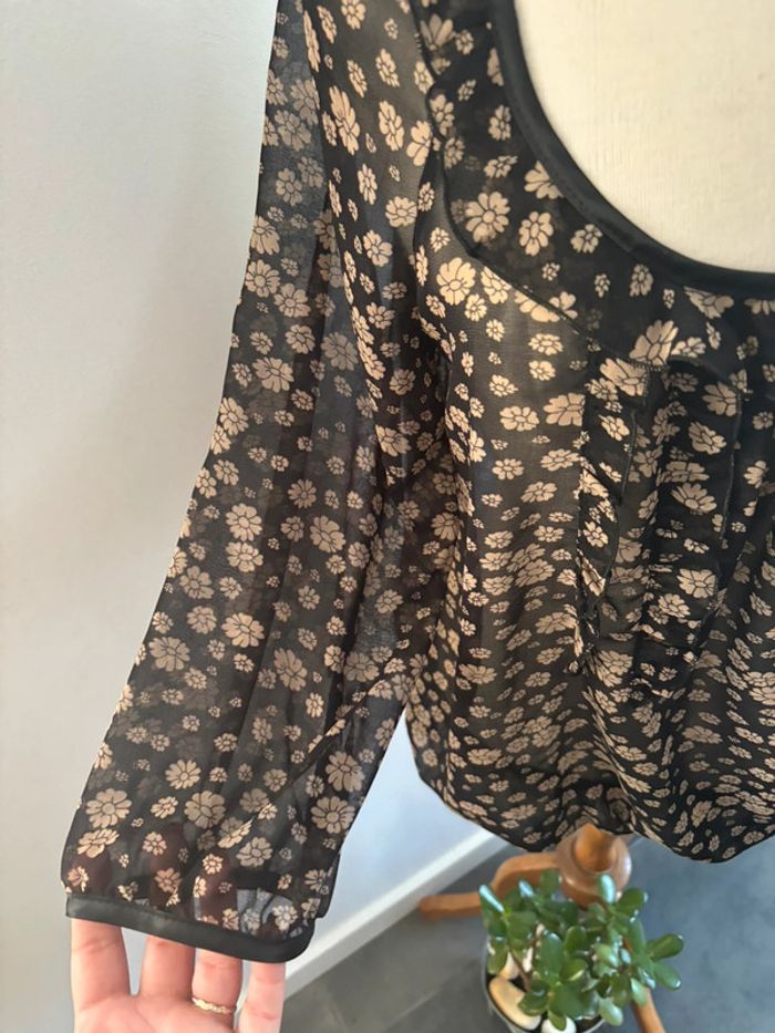 Blouse 1.2.3. translucide noire/taupe T44 - photo numéro 4